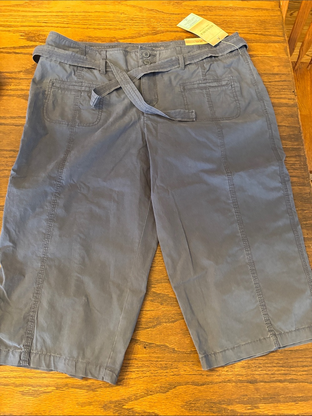 Sonoma Navy Tie-Belt Straight Leg Capris